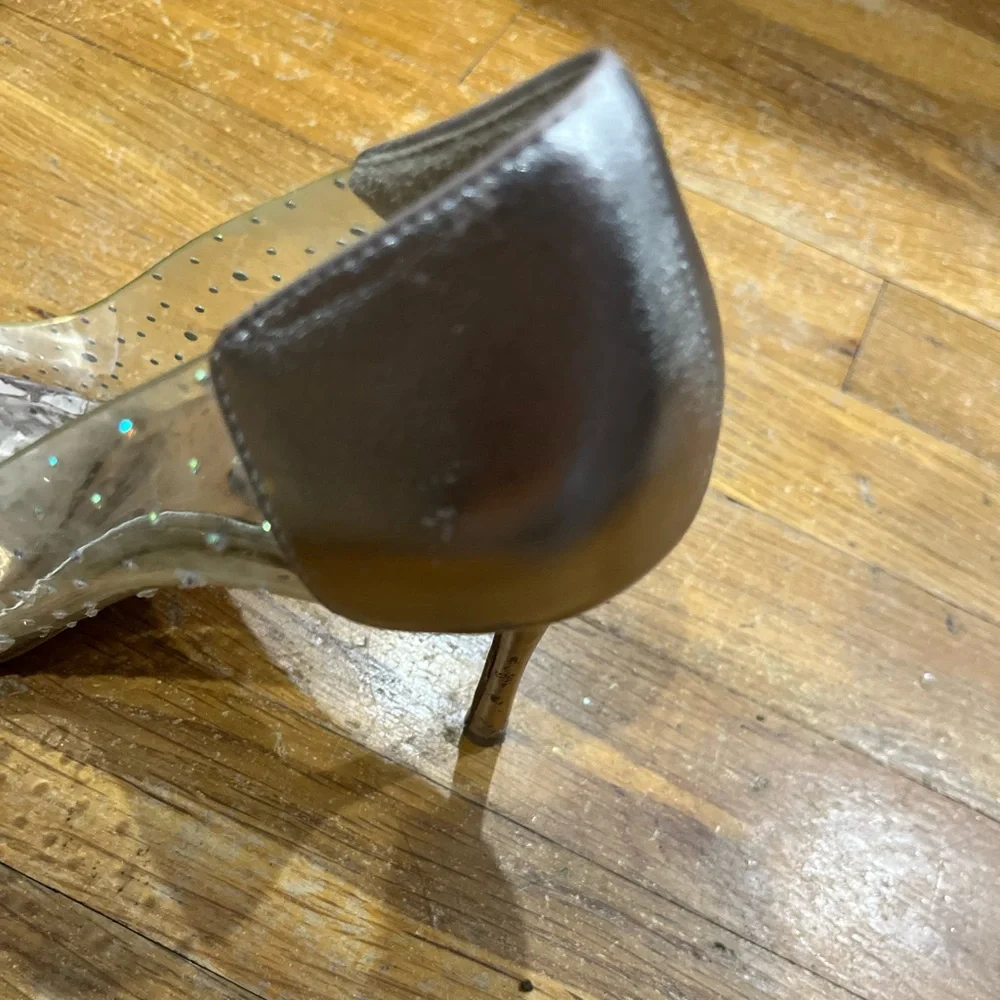 Badgley Mischka Cinderella Pointed Toe Heels Gold and Clear - Picture 7 of 10